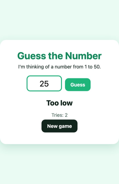 Guess the Number game after two tries